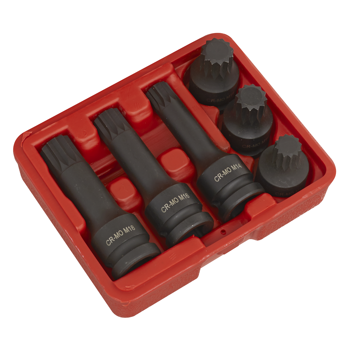 Impact Spline Socket Bit Set 1/2"Sq Drive 6pc