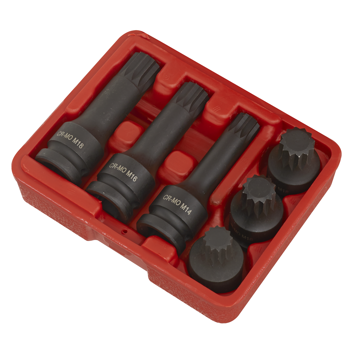 Impact Spline Socket Bit Set 1/2"Sq Drive 6pc