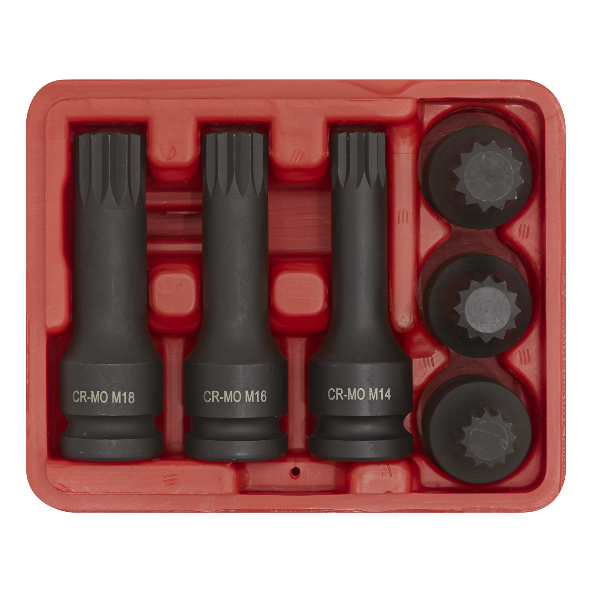 Impact Spline Socket Bit Set 1/2"Sq Drive 6pc