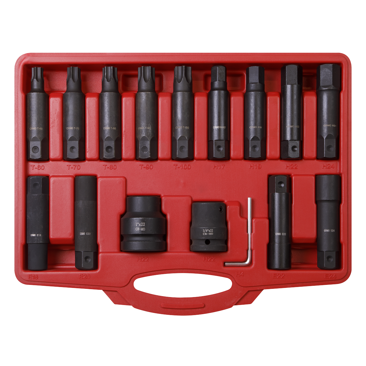 Impact Hex, TRX-Star* & TRX-Star* Female Socket Bit Set 3/4" & 1"Sq Drive 16pc