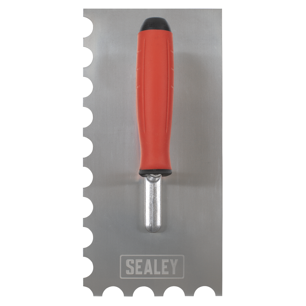 Stainless Steel Semicircle Tooth Trowel with Rubber Handle & Aluminium Foot 270mm