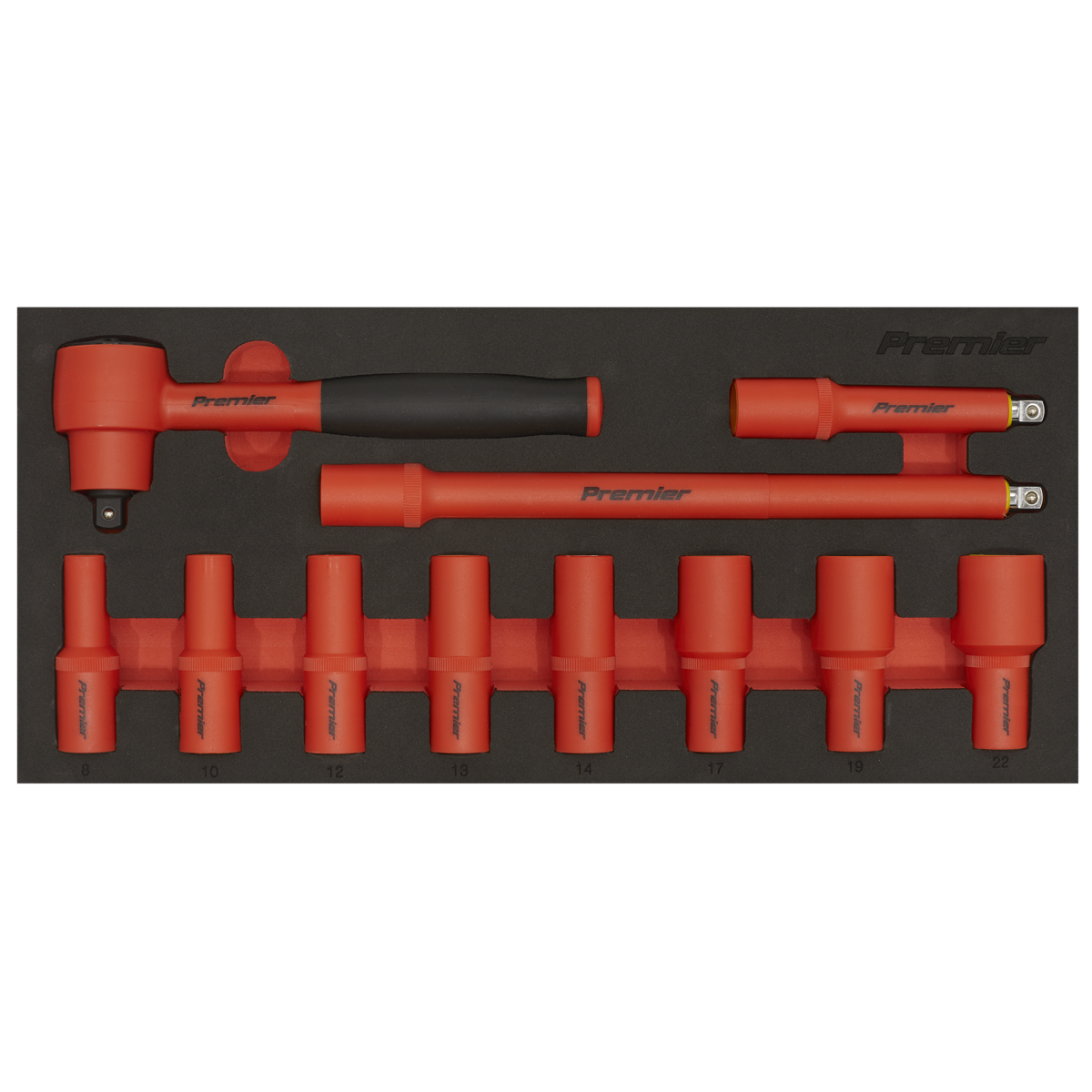 Premier Insulated Socket Set with Tool Tray 3/8"Sq Drive 11pc - VDE Approved