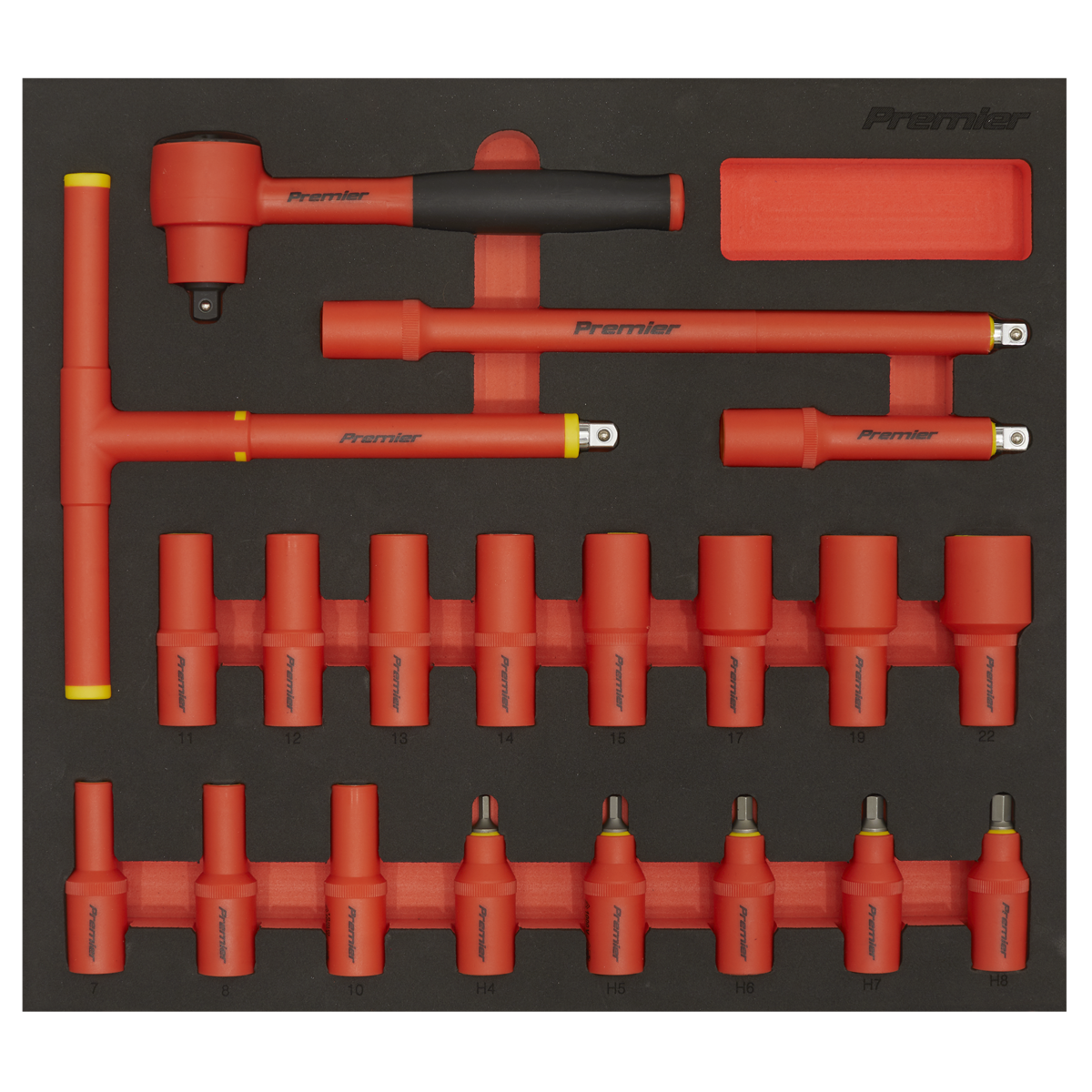 Premier Insulated Socket Set with Tool Tray 3/8"Sq Drive 20pc - VDE Approved