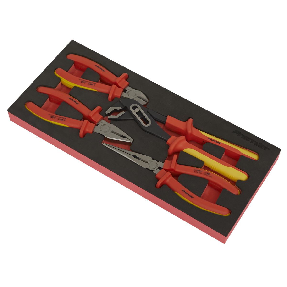 Premier Insulated Pliers Set with Tool Tray 4pc - VDE Approved