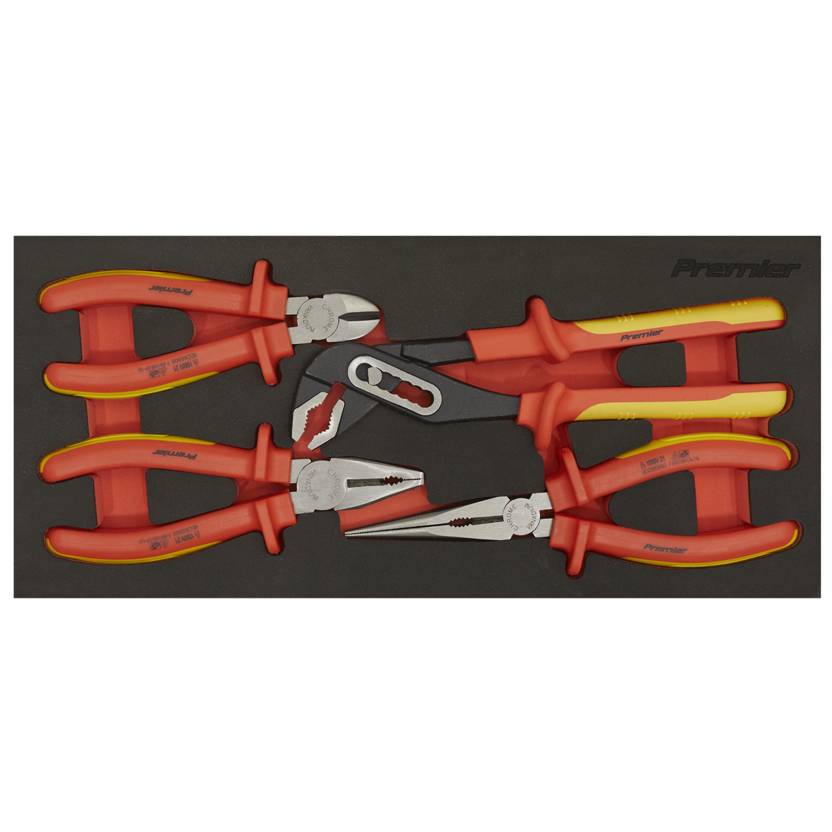 Premier Insulated Pliers Set with Tool Tray 4pc - VDE Approved