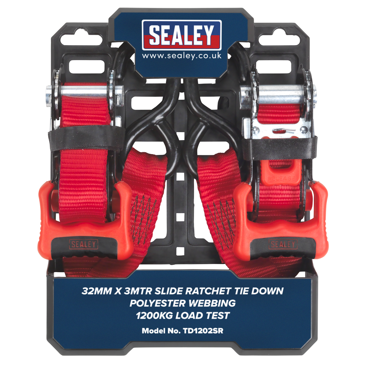 Slide Ratchet Strap Polyester Webbing with S-Hooks 32mm x 3m 1200kg Breaking Strength