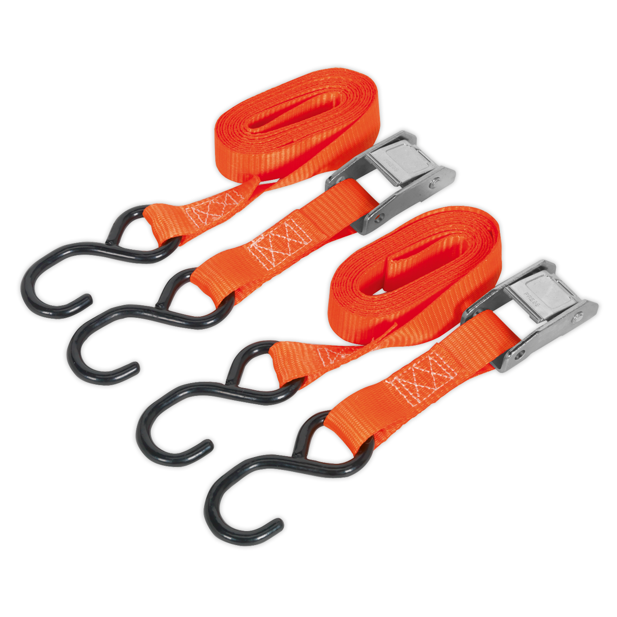 Cam Buckle Strap Polyester Webbing with S-Hooks 25mm x 2.5m 250kg Breaking Strength