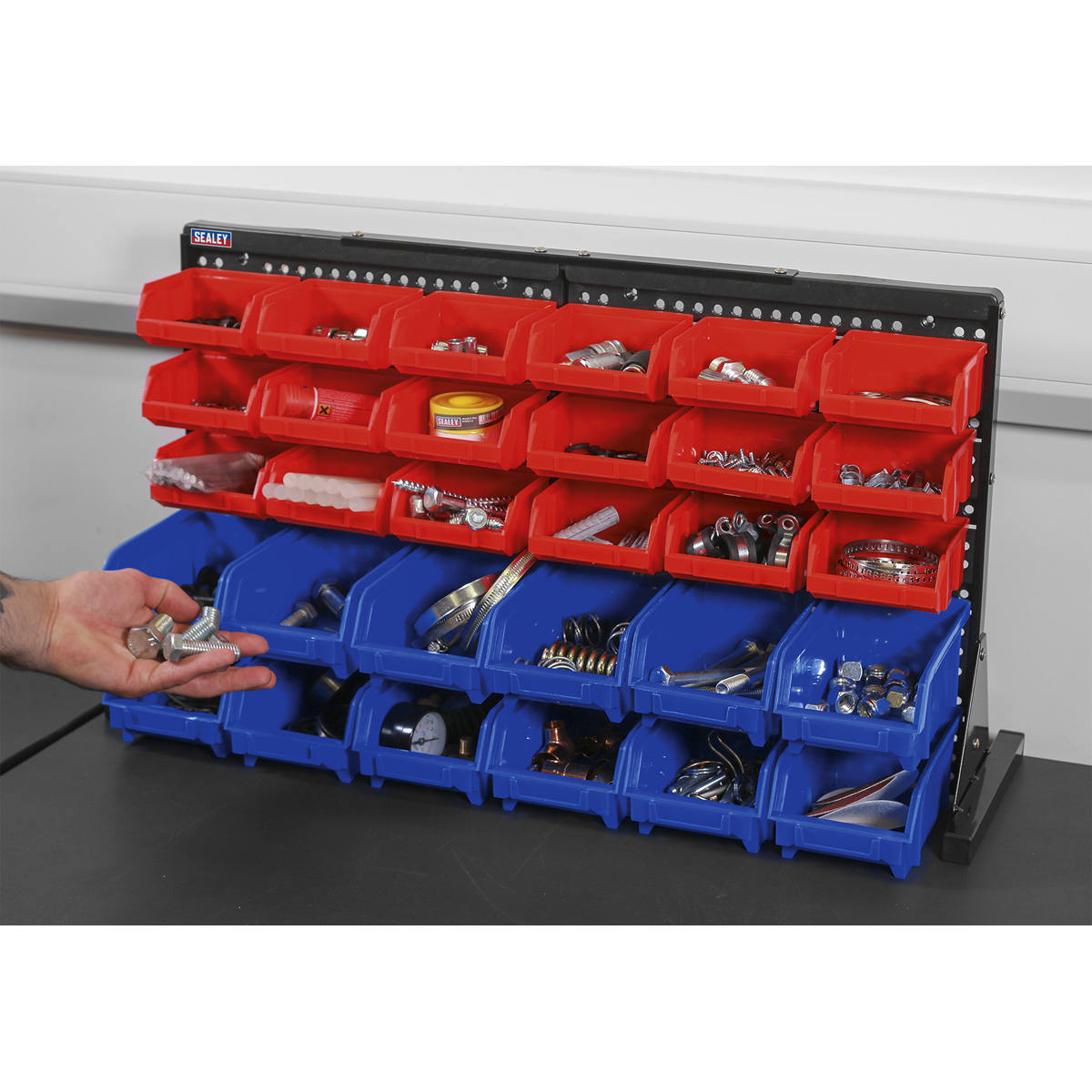 Bench Mounting Bin Storage System with 30 Bins