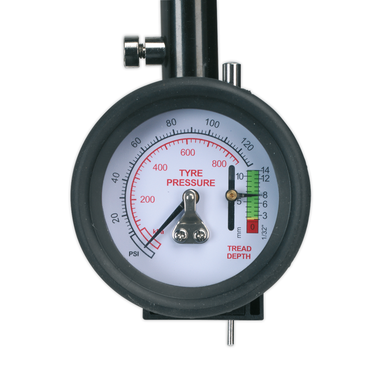 Tyre Pressure Gauge & Tyre Tread Depth Gauge with Flexible Hose 0-8bar(0-120psi)