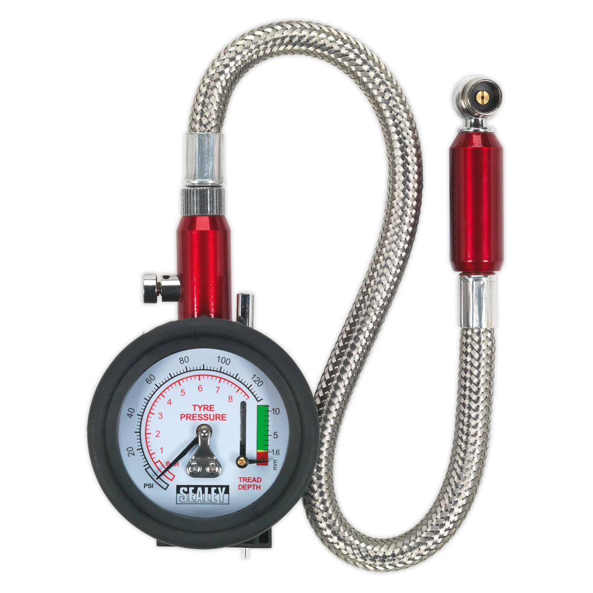 Tyre Pressure Gauge & Tyre Tread Depth Gauge with Flexible Hose 0-8bar(0-120psi)