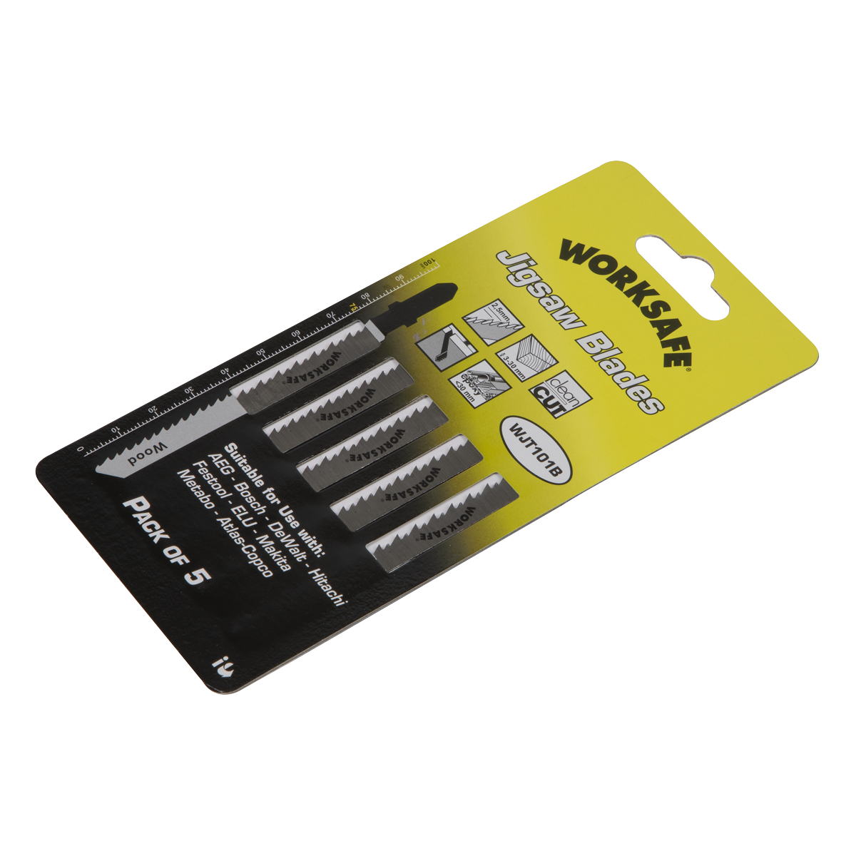 Worksafe® Jigsaw Blade for Wood & Plastics 75mm 10tpi - Pack of 5