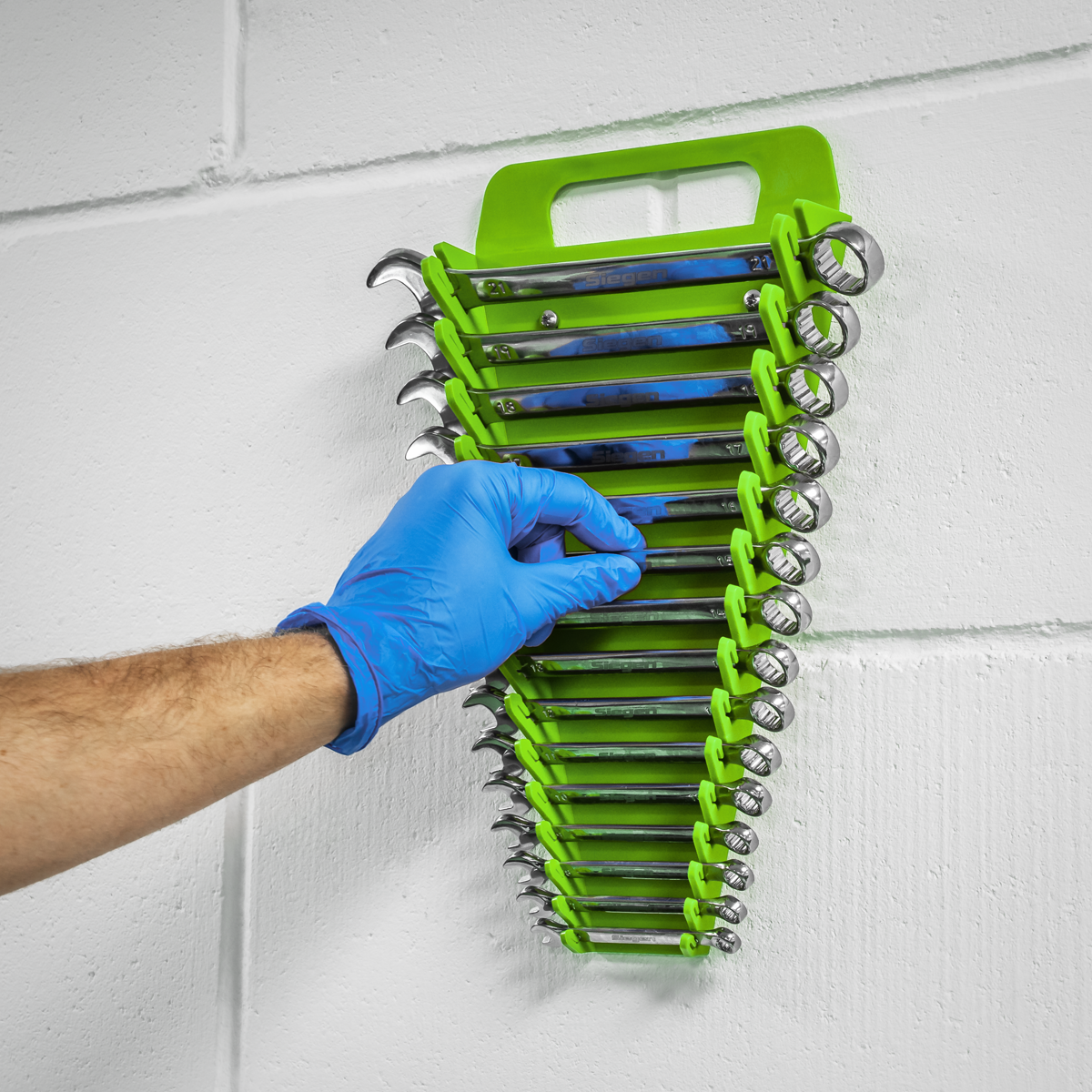 Premier Spanner Rack Capacity 15 Spanners - Hi-Vis Green