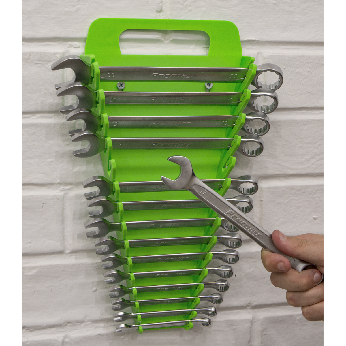 Premier Spanner Rack Capacity 15 Spanners - Hi-Vis Green