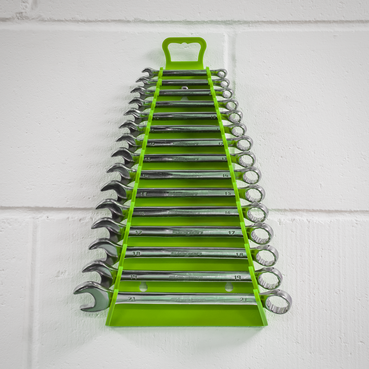 Premier Reverse Spanner Rack Capacity 15 Spanners - Hi-Vis Green