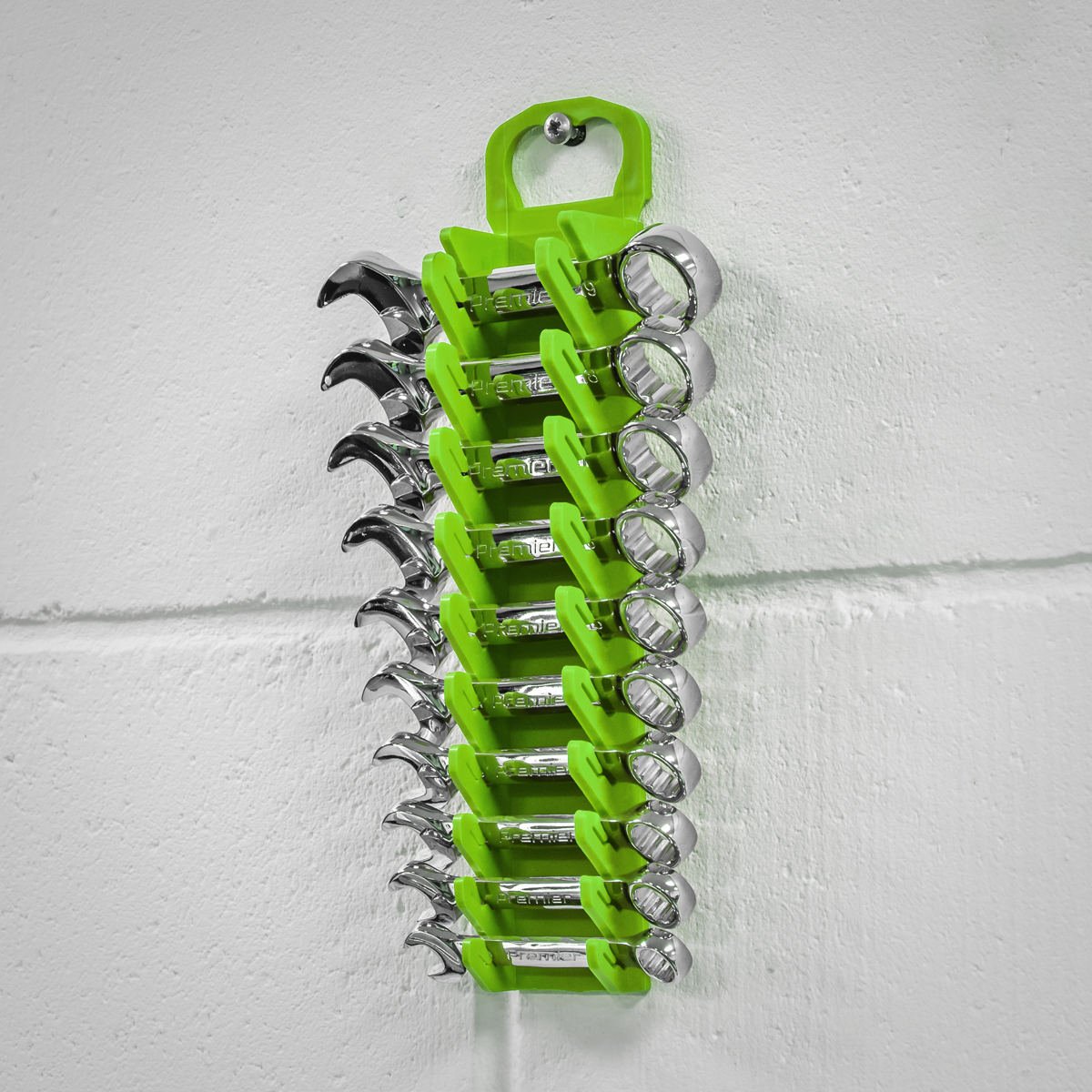 Premier Spanner Rack Capacity 10 Stubby Spanners - Hi-Vis Green