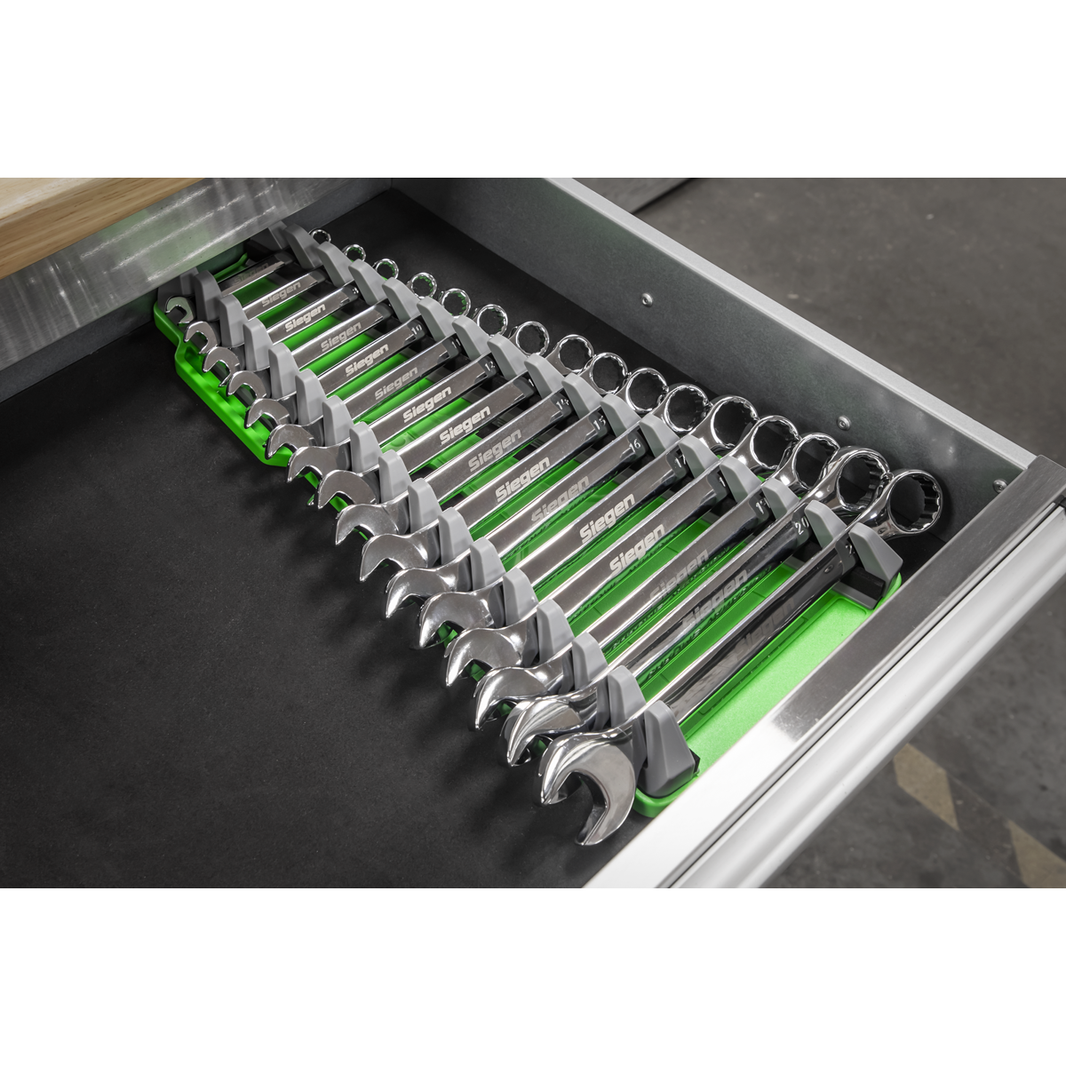 Premier Reversible Spanner Rack 16pc - Hi-Vis Green