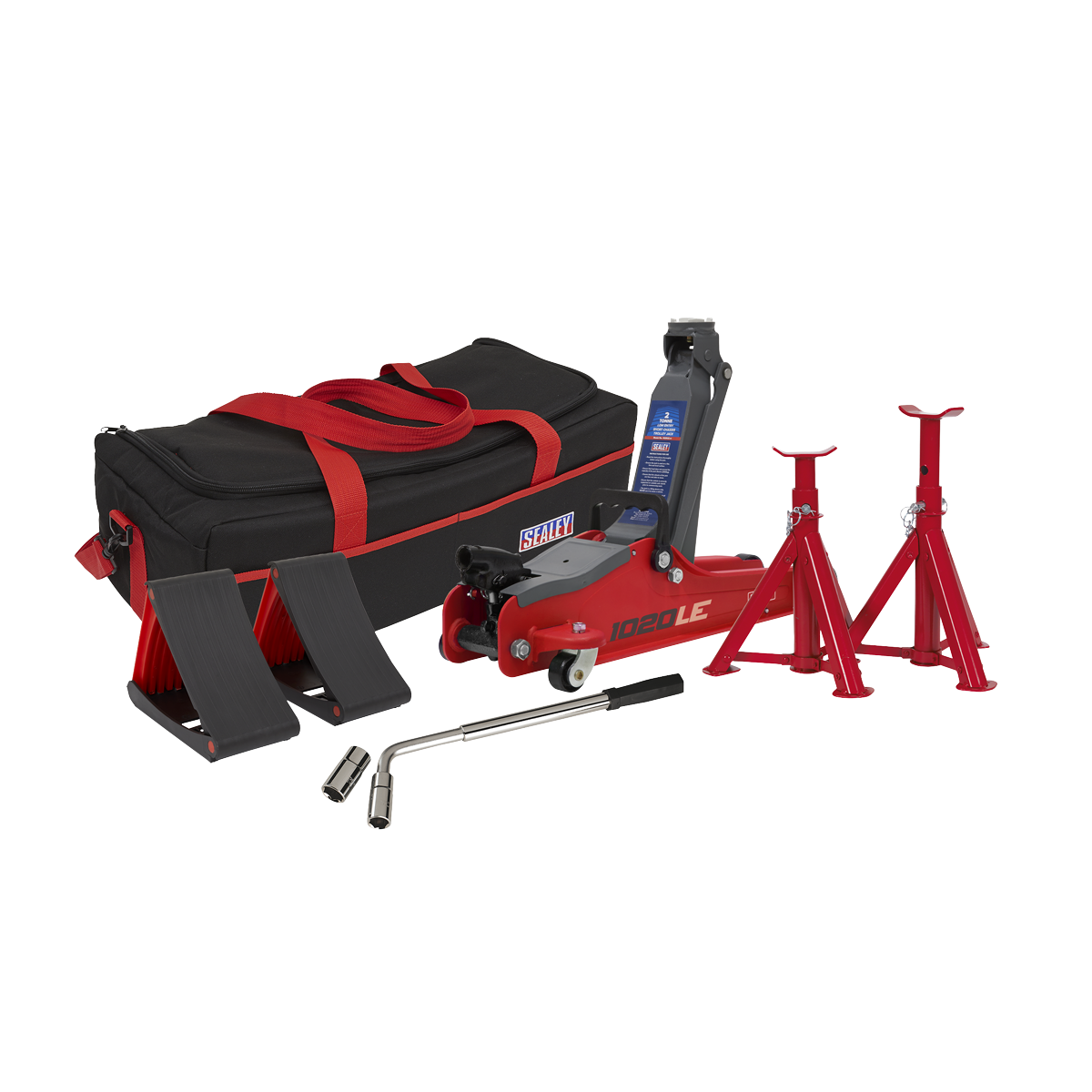 Low Entry Short Chassis Trolley Jack & Accessories Bag Combo, 2 Tonne