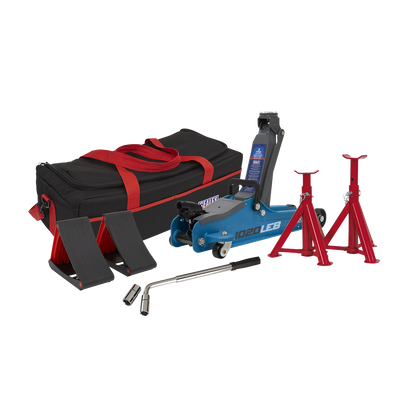 Low Entry Short Chassis Trolley Jack & Accessories Bag Combo, 2 Tonne