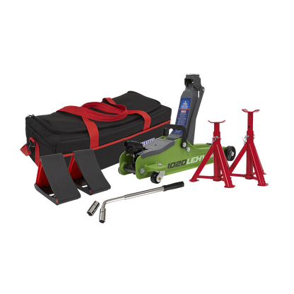 Low Entry Short Chassis Trolley Jack & Accessories Bag Combo, 2 Tonne