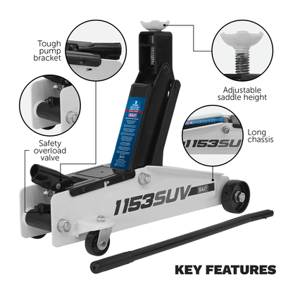 Long Reach High Lift SUV Trolley Jack 3 Tonne