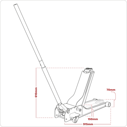 Low Profile Long Reach Rocket Lift Trolley Jack 1.5 Tonne