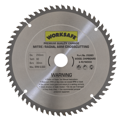 Worksafe® TCT Saw Blade 250 x 30mm 60tpu