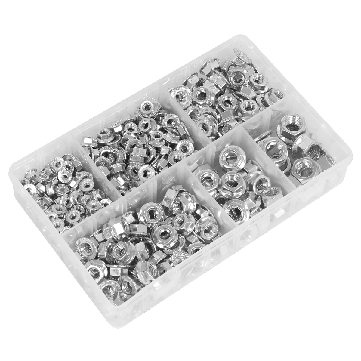 Flange Nut Assortment M5-M12 Serrated 390pc