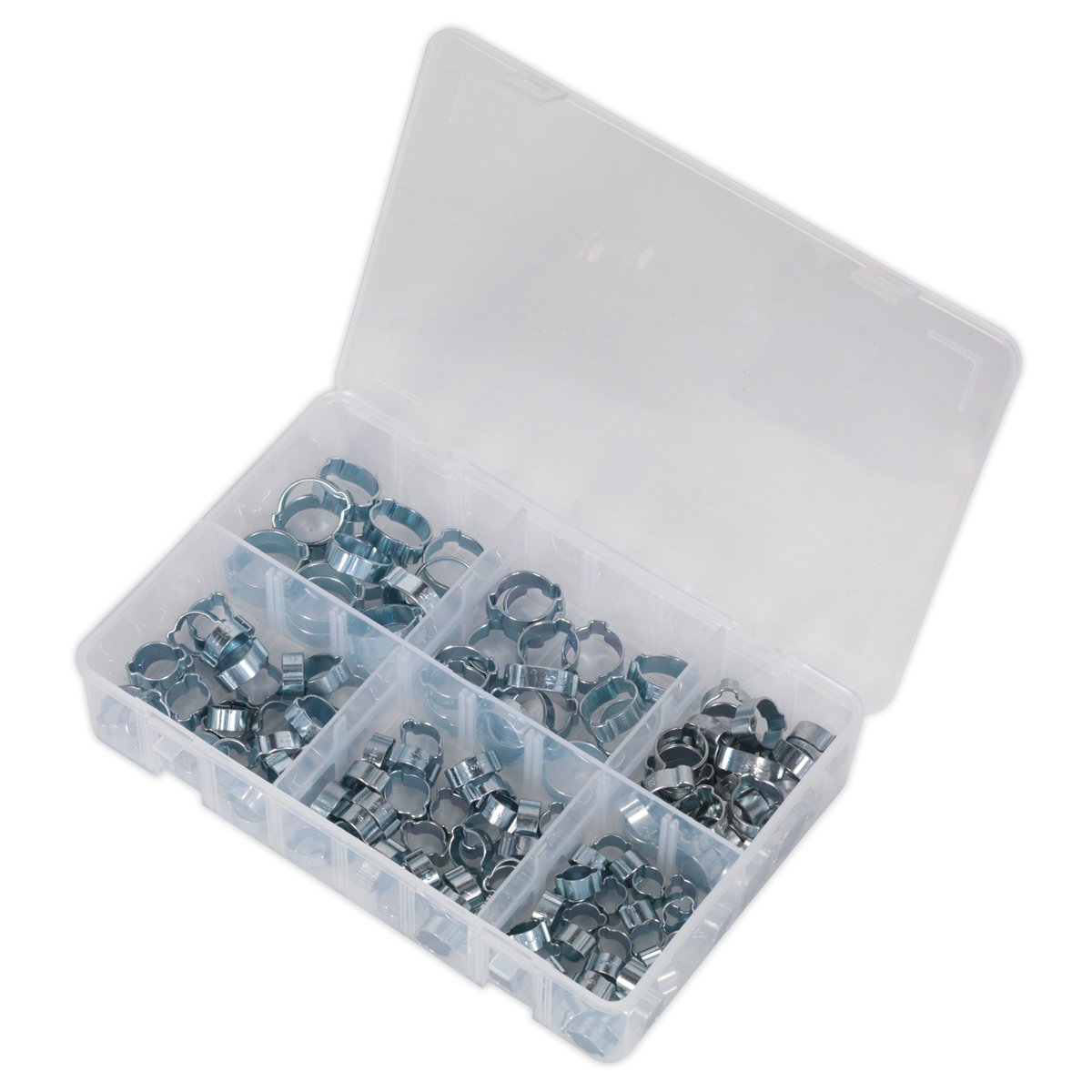 Zinc Plated O-Clip Double Ear Assortment 140pc
