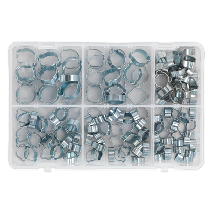 Zinc Plated O-Clip Double Ear Assortment 140pc