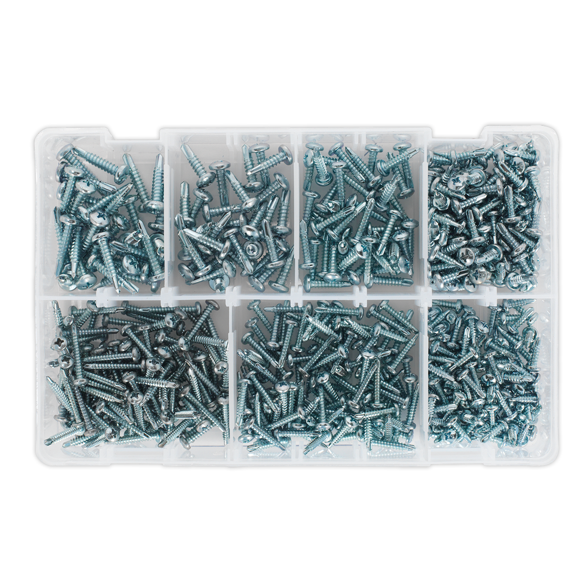 Zinc Plated Self-Drilling Screw Assortment Phillips Pan Head 500pc