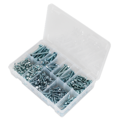 Zinc Plated Self-Drilling Screw Assortment Hex Head 410pc