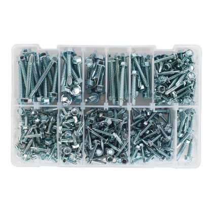 Zinc Plated Self-Drilling Screw Assortment Hex Head 410pc