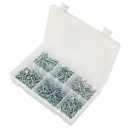 Zinc Plated Self-Tapping Countersunk Pozi Screw Assortment 510pc - DIN 7982