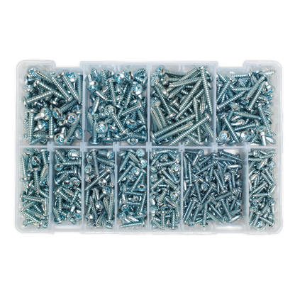Zinc Plated Self-Tapping Pan Head Pozi Screw Assortment 700pc - DIN 7981CZ