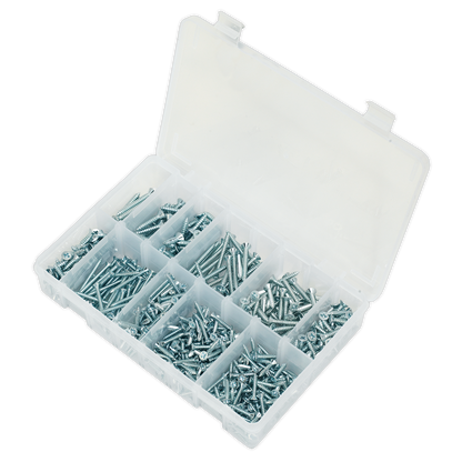 Zinc Plated Self-Tapping Countersunk Pozi Screw Assortment 600pc