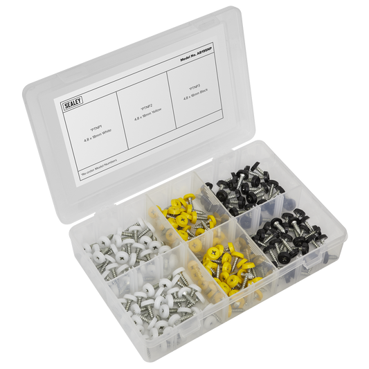 Numberplate Screw Assortment 4.8mm x 18mm 195pc - Plastic Enclosed Head