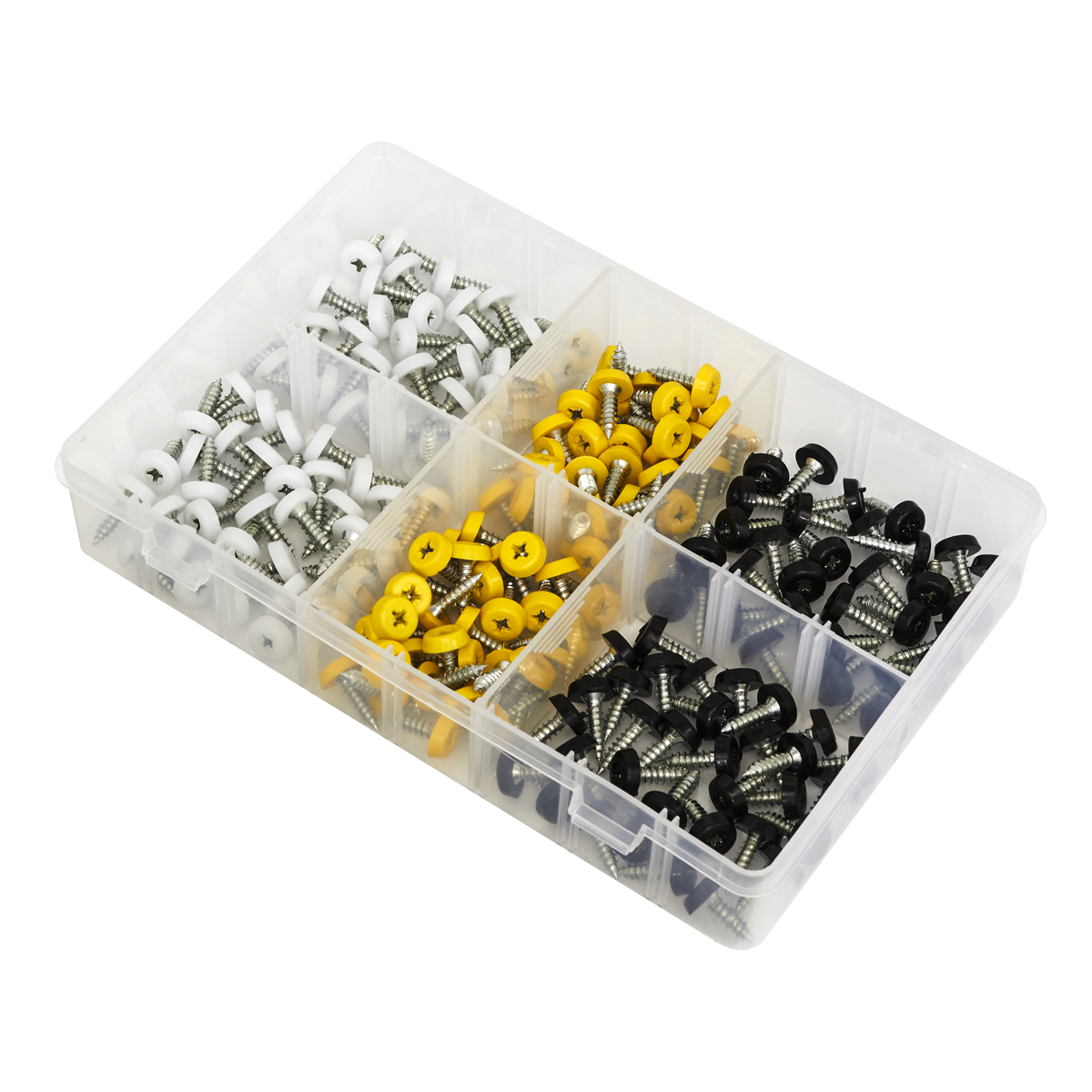 Numberplate Screw Assortment 4.8mm x 18mm 195pc - Plastic Enclosed Head