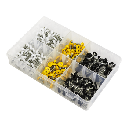 Numberplate Screw Assortment 4.8mm x 18mm 195pc - Plastic Enclosed Head