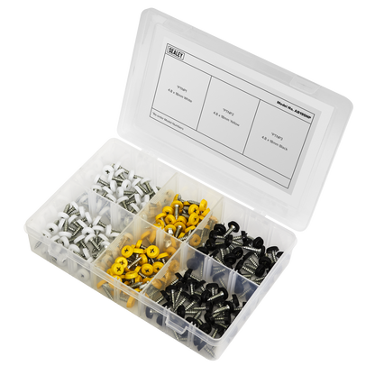 Numberplate Screw Assortment 4.8mm x 18mm 195pc - Plastic Enclosed Head
