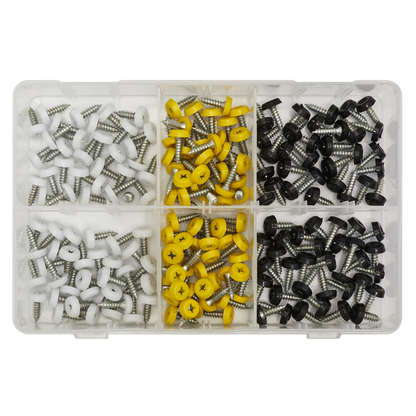 Numberplate Screw Assortment 4.8mm x 18mm 195pc - Plastic Enclosed Head