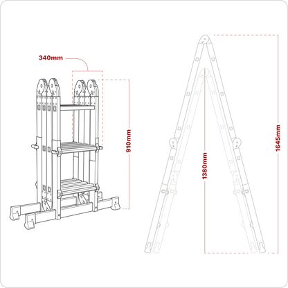 Aluminium Multipurpose Adjustable-Height Ladder - BS EN 131