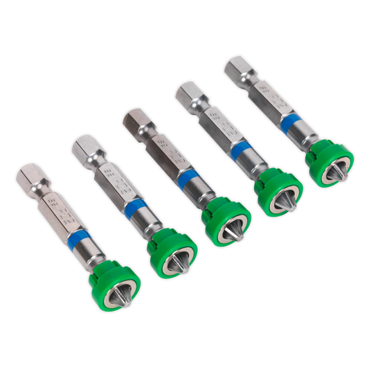 Premier Pozi Power Tool Bit with Magnetic Holder #2 x 50mm - Pack of 5