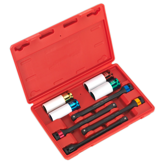 Torque Stick & Aluminium Wheel Impact Socket Set 1/2"Sq Drive 8pc