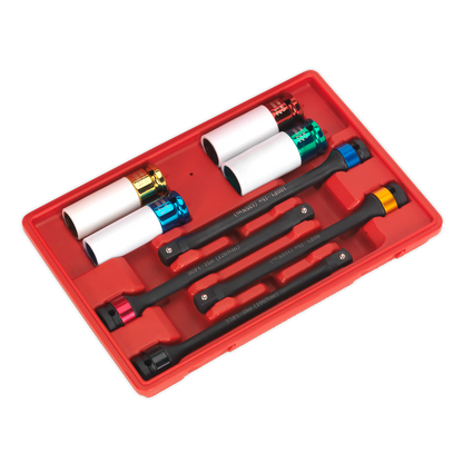 Torque Stick & Aluminium Wheel Impact Socket Set 1/2"Sq Drive 8pc