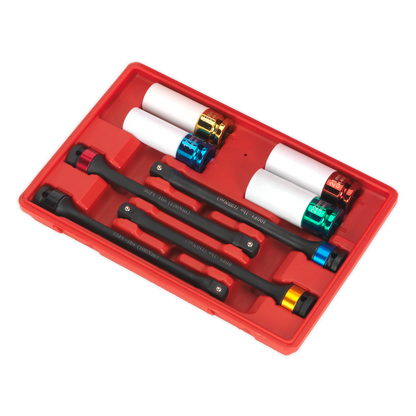 Torque Stick & Aluminium Wheel Impact Socket Set 1/2"Sq Drive 8pc