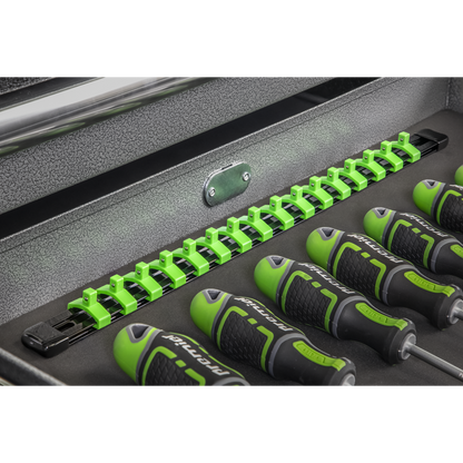 Premier Socket Retaining Rail with 16 Clips 1/4"Sq Drive - Hi-Vis Green