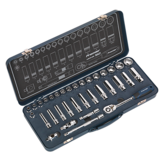 Premier Lock-On™ Socket Set 3/8"Sq Drive 34pc