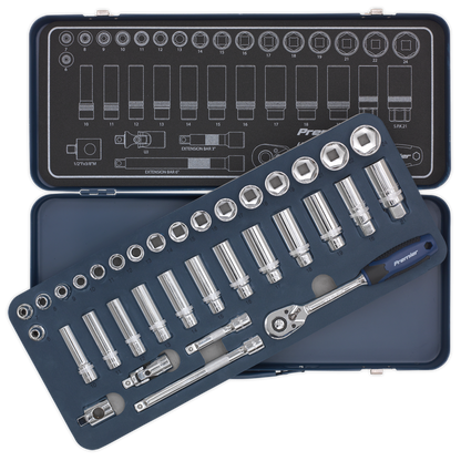 Premier Lock-On™ Socket Set 3/8"Sq Drive 34pc