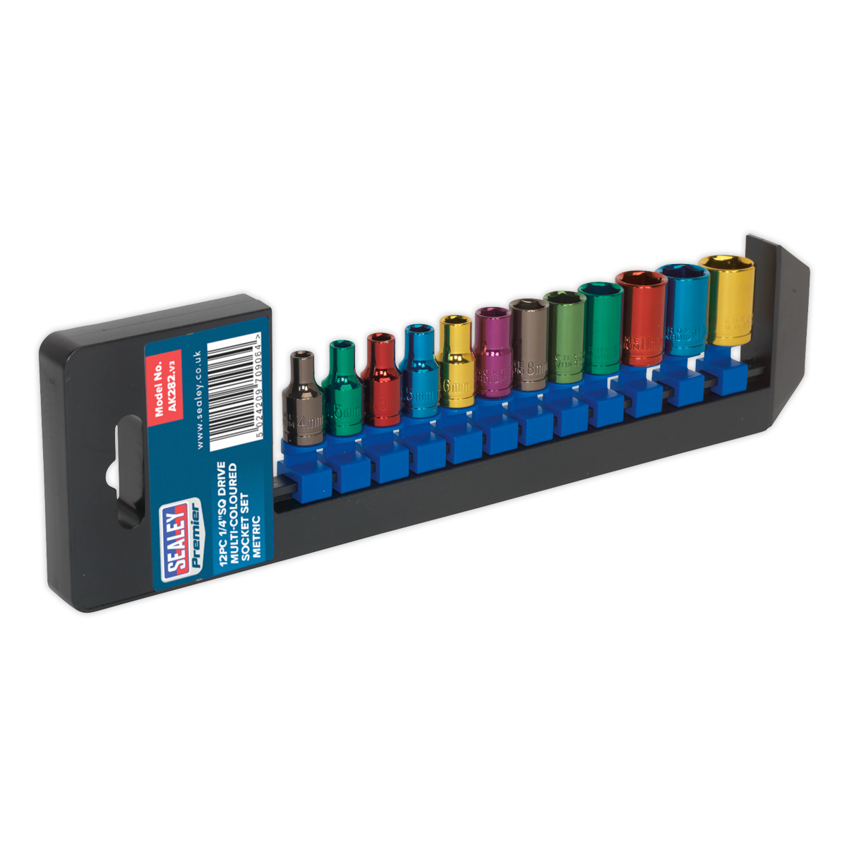 Premier Multi-Coloured Socket Set 1/4"Sq Drive 12pc