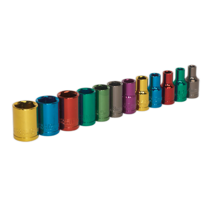 Premier Multi-Coloured Socket Set 1/4"Sq Drive 12pc